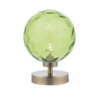 DAR Esben Touch Table Lamp Antique Brass With Green Dimpled Glass