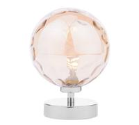 DAR Esben Touch Table Lamp Polished Chrome With Amber Dimpled Glass