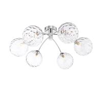 Dar Izzy 6 Arm Semi-Flush Ceiling Light With Clear Glass - Polished Chrome