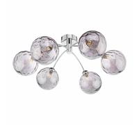 Dar Izzy 6 Light Semi Flush With Smoked Glass - Polished Chrome