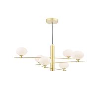Dar Jasper 6 Arm Ceiling Pendant Light - Satin Gold
