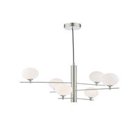 Dar Jasper 6 Arm Ceiling Pendant Light - Satin Nickel