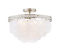 DAR Laura Ashley Caverton 4 Light Semi-Flush Polished Nickel And White Glass