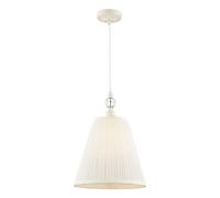 DAR Laura Ashley Ellis Pendant Satin Cream And Crystal With Shade