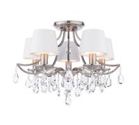 DAR Laura Ashley Enstone 5 Light Semi-Flush Polished Nickel And Crystal With Shade