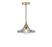 DAR Laura Ashley Pippa Pendant Aged Brass Smoked Glass