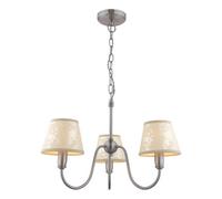 DAR Laura Ashley Westbourne 3 Light Armed Pendant Polished Pewter With Shade