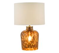Dar Leandra Glass Table Lamp - Amber with White Shade