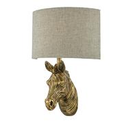Dar Lighting Dar Abby Single Light Wall Fitting in Gold Effect Painted Finish Complete with Natural Linen Shade