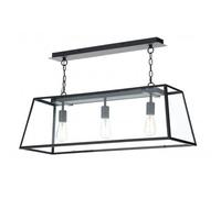 Dar Lighting Dar Academy 3 Light Ceiling Pendant in a Black Finish with Clear Glass Diffuser