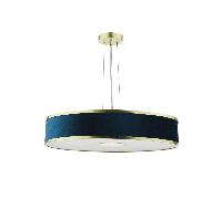 Dar Lighting Dar Alvaro 6 Light Ceiling Pendant Light In Brushed Brass with Blue Shade