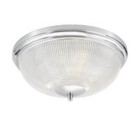 Dar Lighting Dar Arbor 3 Light Flush Bathroom Ceiling Fitting in Polished Chrome Finish with Glass