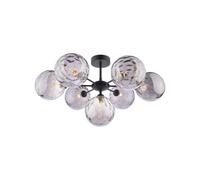 Dar Lighting Dar Cohen 7 Light Semi Flush Light In Matt Black Finish With Smoked Glass