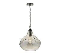 Dar Lighting Dar Esarosa Single Light Ceiling Pendant in Black Chrome Finish with and Smoked Glass