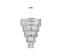 Dar Lighting Dar Escala 6 Light Tiered Ceiling Pendant In Polished Chrome And Crystal Finish