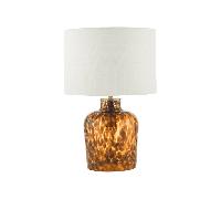 Dar Lighting Dar Leandra 2 Light Amber Glass Table Lamp With White Shade