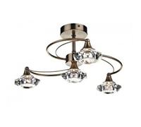 Dar Lighting Dar Luther 4 Light Semi Flush Ceiling Fitting in an Antique Brass Finish