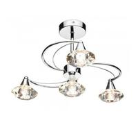 Dar Lighting Dar Luther 4 Light Semi Flush Ceiling Fitting in Polished Chrome Finish