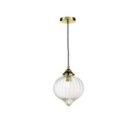 Dar Lighting Dar Mya In Single Light Ceiling Pendant In Antique Brass Finish With Clear Glass
