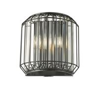 Dar Lighting Dar Naeva 2 Light Wall Fitting In Matt Black Finish With Clear Crystal