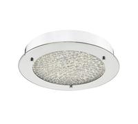 Dar Lighting Dar Peta Single Light LED Flush Bathroom Ceiling Fitting In Polished Chrome And Crystal Finish