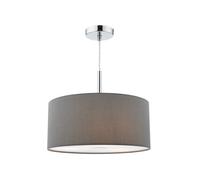 Dar Lighting Dar Ronda 3 Light 40cm Ceiling Pendant In Slate Grey And Polished Chrome Finish