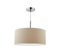 Dar Lighting Dar Ronda 3 Light 40cm Ceiling Pendant In Taupe And Polished Chrome Finish