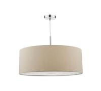 Dar Lighting Dar Ronda 3 Light 60cm Ceiling Pendant In Ecru And Polished Chrome Finish