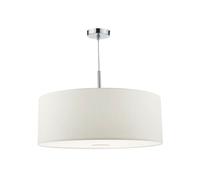 Dar Lighting Dar Ronda 3 Light 60cm Ceiling Pendant In White And Polished Chrome Finish