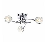 Dar Lighting Dar Seattle 3 Light Semi-Flush Ceiling Fitting in Satin Chrome with Glass Shades