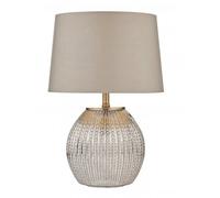 Dar Lighting Dar Sonia 2 Light Glass Table Lamp with Antique Gold And Silver Finish and Matching Shade