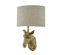 Dar Lighting Dar Sophie Single Light Wall Fitting in Gold Effect Finish Complete with Natural Linen Shade