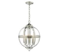 Dar Lighting Dar Vanessa 3 Light Ceiling Pendant in Polished Nickel Finish with Glass