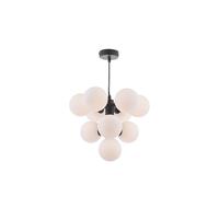Dar Lighting Dar Vine 10 Arm Ceiling Pendant Light In Matt Black Finish with Opal Glass