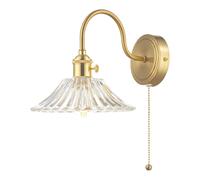 dar lighting HAD0740-04 Hadano 1 Light Wall Light Brass With Clear Flared Glass Shade