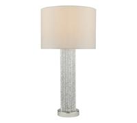 dar lighting LAZ4239 Lazio Table Lamp Silver Rod Base with Faux Silk Shade