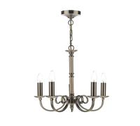 dar lighting Mur0575 Murray 5 Light Dual Mount Pendant Antique Brass