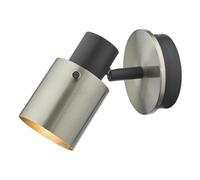 dar lighting RYA0738 Ryan 1 Light Single Spotlight Brushed Nickel Matt Black