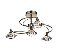 Dar Luther 4 Arm Semi-Flush Ceiling Light - Antique Brass