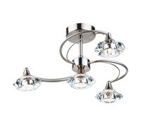 Dar Luther 4 Arm Semi-Flush Ceiling Light - Satin Chrome