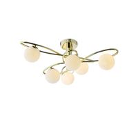 Dar Lysandra 6 Light Flush Ceiling Light - Polished Gold