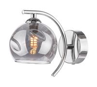 Dar Lighting Dar Nakita Single Light Wall Fitting In Polished Chrome Finish With Smoked Glass