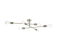 Dar Neve 6 Light Semi-Flush Ceiling Light - Antique Brass