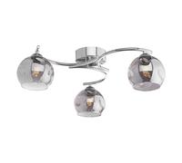 Dar Nikita 3 Light Semi Flush With Smoked Glass - Polished Chrome
