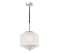 DAR Nisha 1 Light Pendant Polished Chrome And Frosted/clear Glass