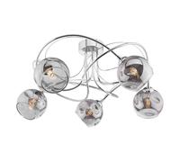 Dar Onawa 5 Light Semi Flush With Smoked Glass - Polished Chrome