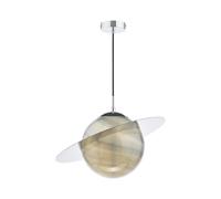 Dar Saturn Glass Ceiling Pendant Light - Polished Chrome