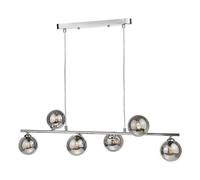 Dar Spiral 6 Light Bar Smoked Glass Pendant - Polished Chrome