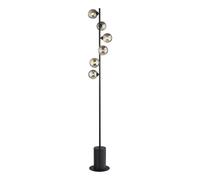 Dar Spiral 6 Light Floor Lamp With Smoked Glass - Matt Black