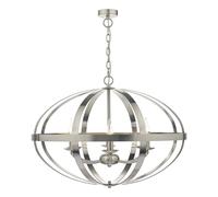 Dar Lighting Dar Symbol 6 Light Ceiling Pendant In Satin Chrome Finish